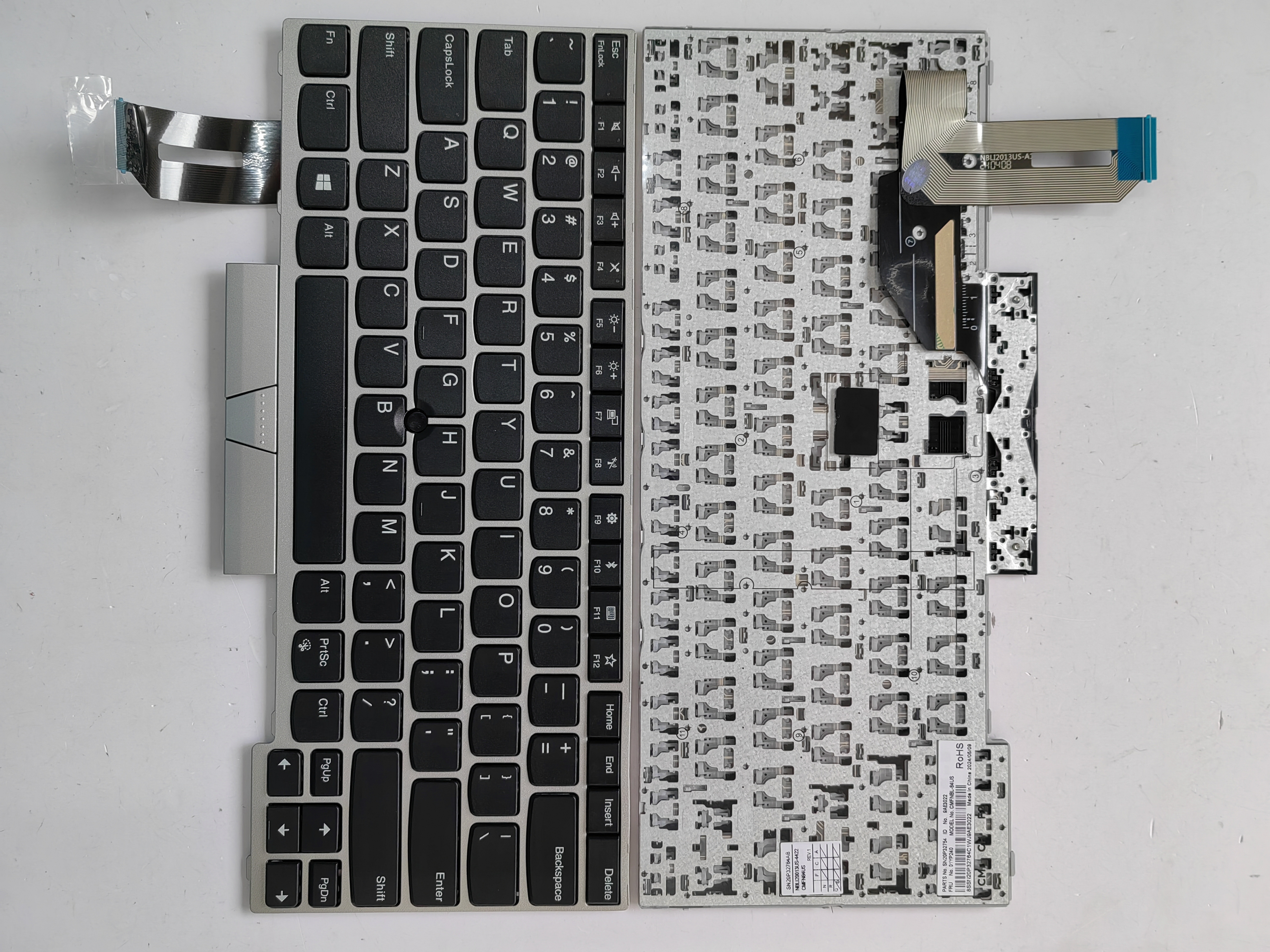Picture of New Replacement Laptop Keyboard For IBM E480/SK full light/T490/E490/T480S/L480/L380/R480/L390 SILVER FRAME BLACK With hole (OEM) US Layout
